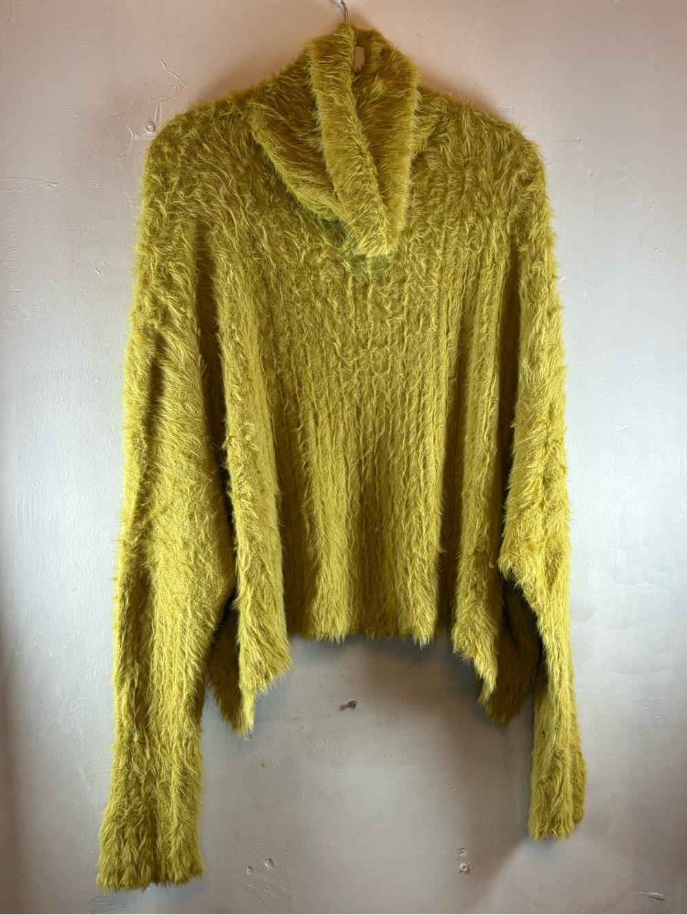 Free People Fuzzy Knit Sweater — Chartreuse/Citron Green, Oversized Size S/P